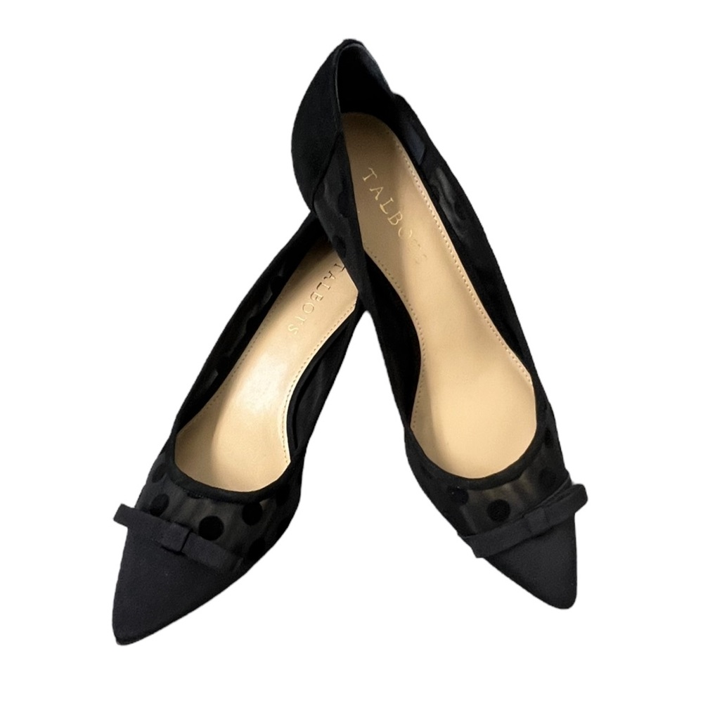 Talbots Black Mesh Dot Sylvie Kitten Heels - Size 7.5
